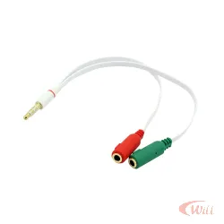 Cabo P3 Macho x 2 P2 Femea Branco 20 cm Chipsce