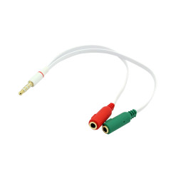 Cabo P3 Macho x 2 P2 Femea Branco 20 cm Chipsce