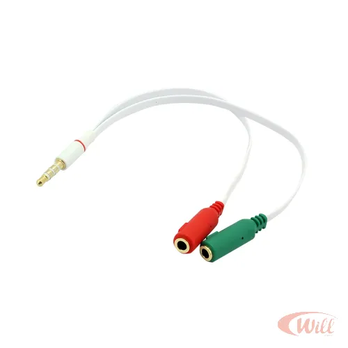 Cabo P3 Macho x 2 P2 Femea Branco 20 cm Chipsce