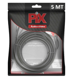 Cabo 3 RCA 5 Metros Coaxial Central Pix