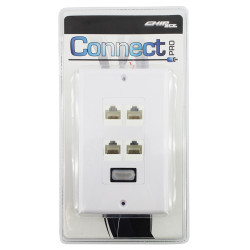 Espelho 1 Saida Hdmi Femea + 4 Saidas RJ45 Femea