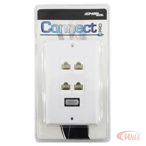 Espelho 1 Saida Hdmi Femea + 4 Saidas RJ45 Femea