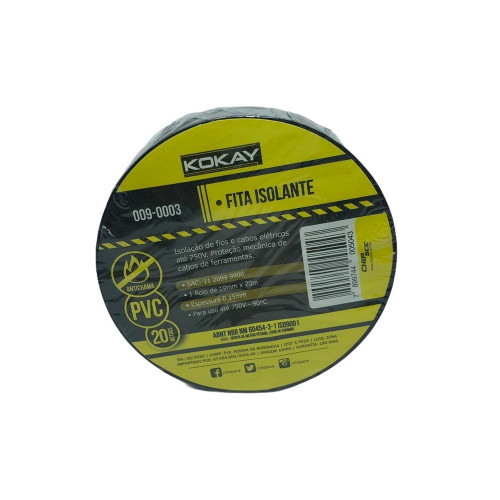 Fita Isolante Anti-chama 19mm 20 Metros Kokay Fita Isolante Anti-chama 19mm 20 Metros Kokay