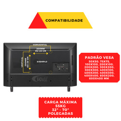 Suporte TV Trilho 32 A 70 PQST-3270 Proeletronic