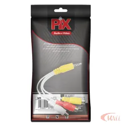 Cabo P3 Estereo + 3 RCA Femea Branco 16CM Pix