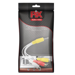 Cabo P3 Estereo + 3 RCA Femea Branco 16CM Pix