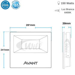 Refletor LED 150w Ecob 6400k Avant