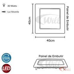 Painel LED Embutir 30w 3000k Avant
