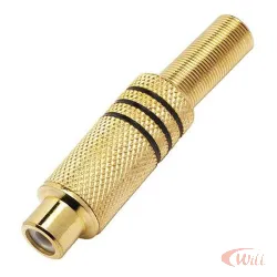 Plug Rca 6mm Femea Dourado Preto