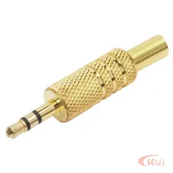 Plug P2 Estereo Metal Dourado Com Mola