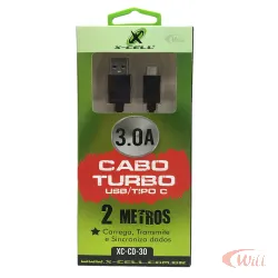 Cabo Tipo C Turbo 3.0 3A 2 Metros X-Cell