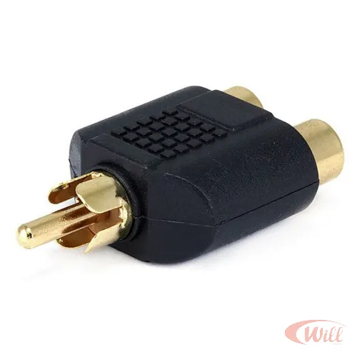 Adaptador Plug Rca Para 2 Jack Rca Preto Gold