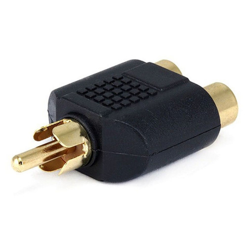 Adaptador Plug Rca Para 2 Jack Rca Preto Gold Adaptador Plug Rca Para 2 Jack Rca Preto Gold