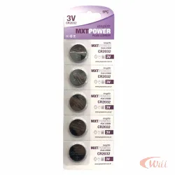 Bateria de Lítio CR2032 3v Cartela Com 5 Unidades MXT