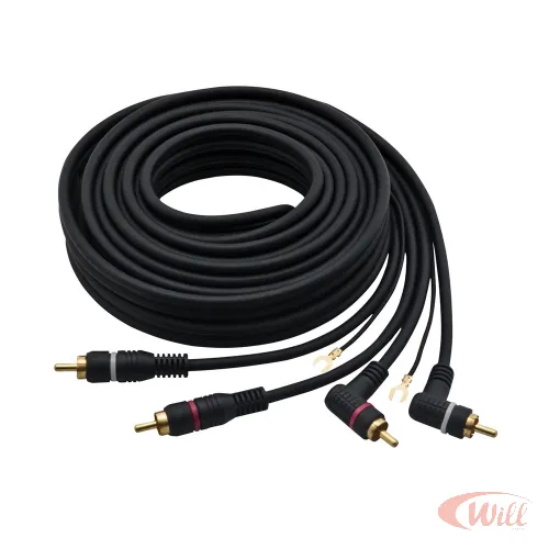 Cabo 2 Rca + 2 Rca 90 Graus 4mm 5 Metros Gold Com Terra Mxt Cabo 2 Rca + 2 Rca 90 Graus 4mm 5 Metros Gold Com Terra Mxt