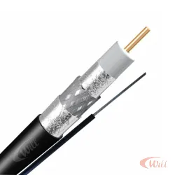 Cabo Coaxial RG06 60% Trishield + Mensageiro Metro Preto Eldtec