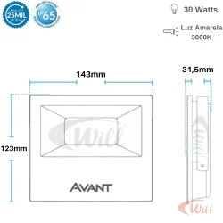 Refletor LED 30w Ecob 3000k Avant