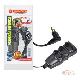 Extensão Paralelo 2x0,75mm Plug 90 Graus 1,5 Metro Megatron