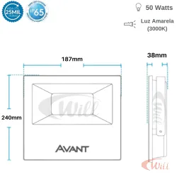 Refletor LED 50w Ecob 3000k Avant