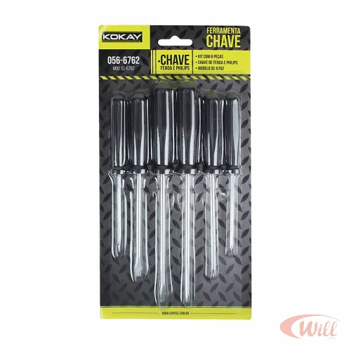 Chave Fenda e Philips 6 Pcs Kokay Chave Fenda e Philips 6 Pcs Kokay