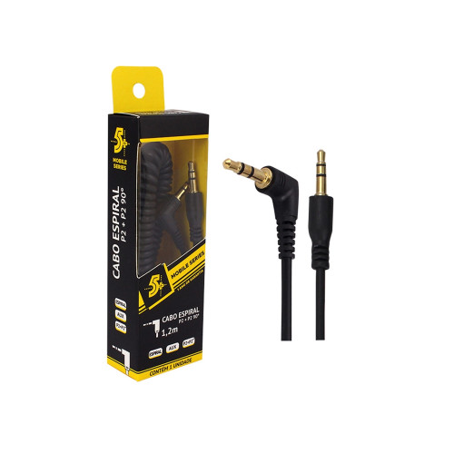 Cabo P2 x P2 ST Espiral 90 Graus