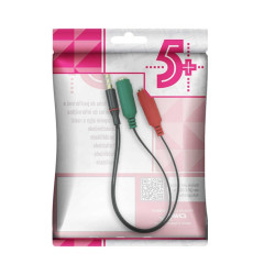 Cabo P3 Macho x 2 P2 Femea Preto 20 cm