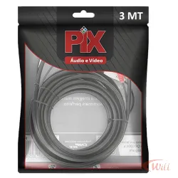 Cabo 3 RCA 3 Metros Coaxial Central Pix