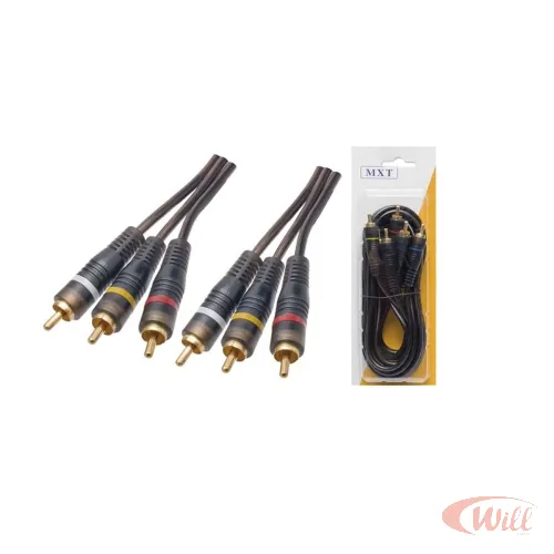 Cabo 3 RCA 1,8 Metro 4mm Profissional Mxt