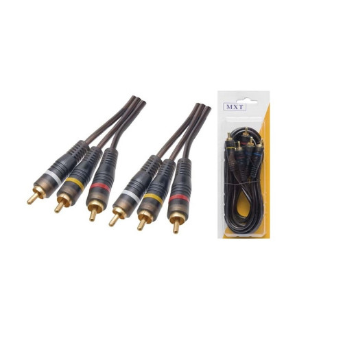 Cabo 3 RCA 1,8 Metro 4mm Profissional Mxt Cabo 3 RCA 1,8 Metro 4mm Profissional Mxt