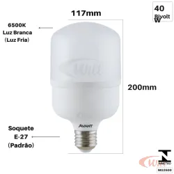 Lâmpada LED Bulbo 40w 6500k E27 MG3500 Avant