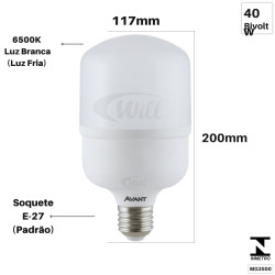 Lâmpada LED Bulbo 40w 6500k E27 MG3500 Avant