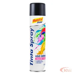 Tinta Spray 400ml Preto Brilhante Mundial