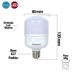 Lâmpada LED Bulbo 20w 6500k E27 MK1600 Avant