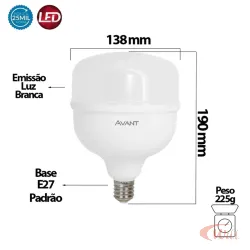 Lâmpada LED Bulbo 50w 6500k E27 MG4000 Avant