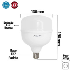 Lâmpada LED Bulbo 50w 6500k E27 MG4000 Avant