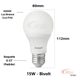Lâmpada LED Pera 15w 6500k E27 YS1350 Avant