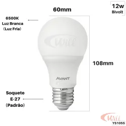 Lâmpada LED Pera 12W 6500k E27 YS1055 Avant