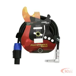 Cabo P10 Mono 90 Graus + Speakon Macho 02 Metros Performance Sound