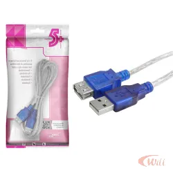 Cabo Usb a Macho + Usb a Femea 2.0 1,8 Metro Cristal