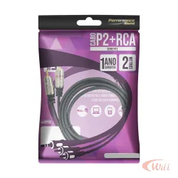 Cabo P2 ST x 2 RCA 3 Metros Nickel Fitz