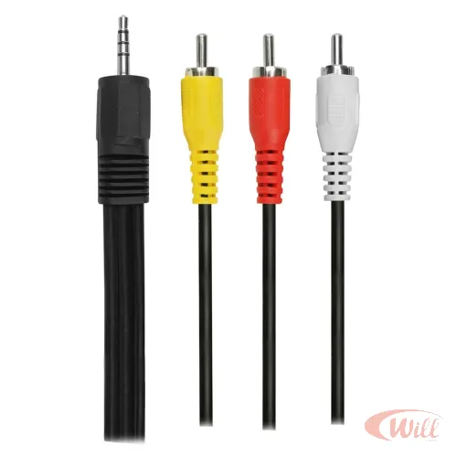Cabo P3 Estereo + 3 RCA Macho Preto 1,3 Metro Pix Cabo P3 Estereo + 3 RCA Macho Preto 1,3 Metro Pix