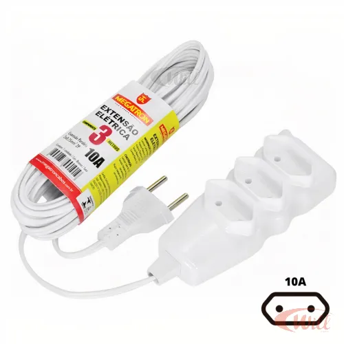 Extensão Paralelo 2X0,75mm 3 Metros Branco Megatron Extensão Paralelo 2X0,75mm 3 Metros Branco Megatron