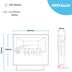 Refletor LED 100w 5000k 4500lm Cristallux