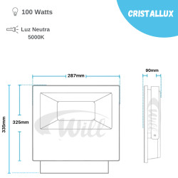 Refletor LED 100w 5000k 4500lm Cristallux