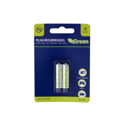 Pilha Recarregavel 1.2v AAA 1000mah C/2 Pcs Green