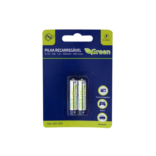 Pilha Recarregavel 1.2v AAA 1000mah C/2 Pcs Green Pilha Recarregavel 1.2v AAA 1000mah C/2 Pcs Green