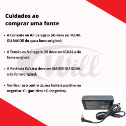 Fonte Notebook 12V 3A 36W Plug 6.0 x 4.0MM Bivolt MXT