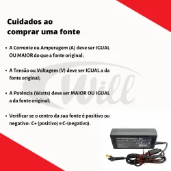 Fonte Notebook 14V 3A 42W Plug 6.0 x 4.0MM Bivolt MXT
