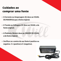 Fonte Notebook 14V 3A 42W Plug 6.0 x 4.0MM Bivolt MXT