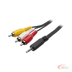 Cabo P2 4C x 3 Rca Niquel Para DVD Automotivo tv Led 1,8m
